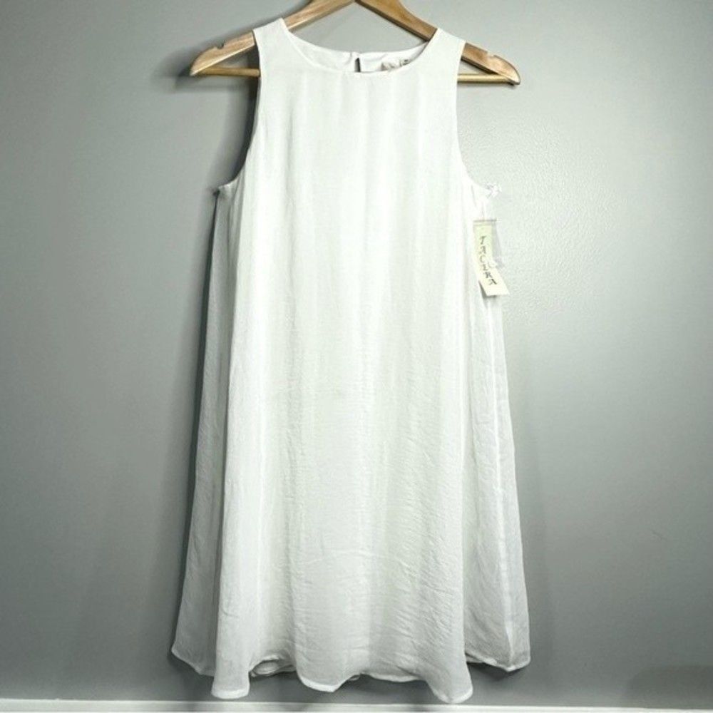 Tacera - Women’s size Medium White sleeveless dress lightweight 2 layer 14B3
